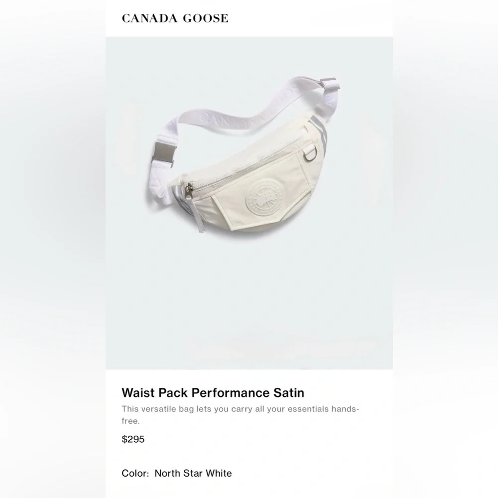 Canada Goose White Waist Fanny Crossbody Pack Performance Satin NWT